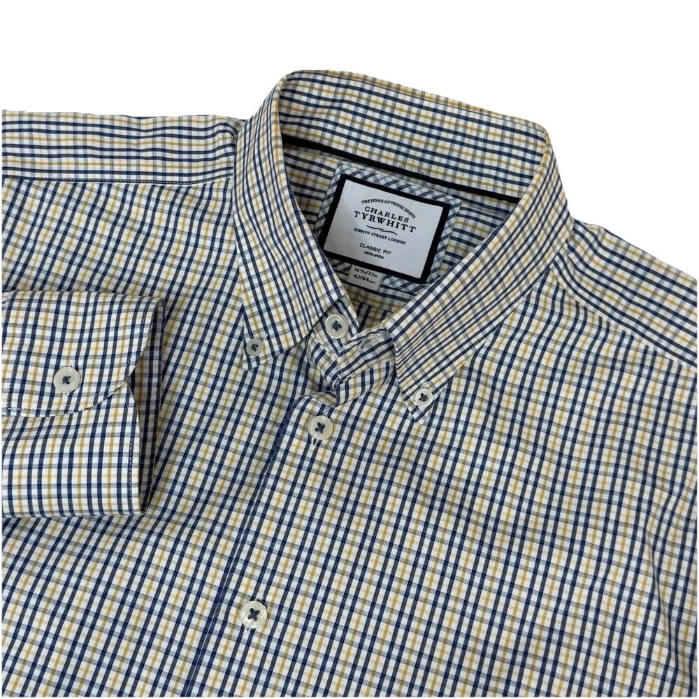 Charles Tyrwhitt Men's‎ Dress Shirt Sz 16.5 / 33in Classic Fit Tattersall Check